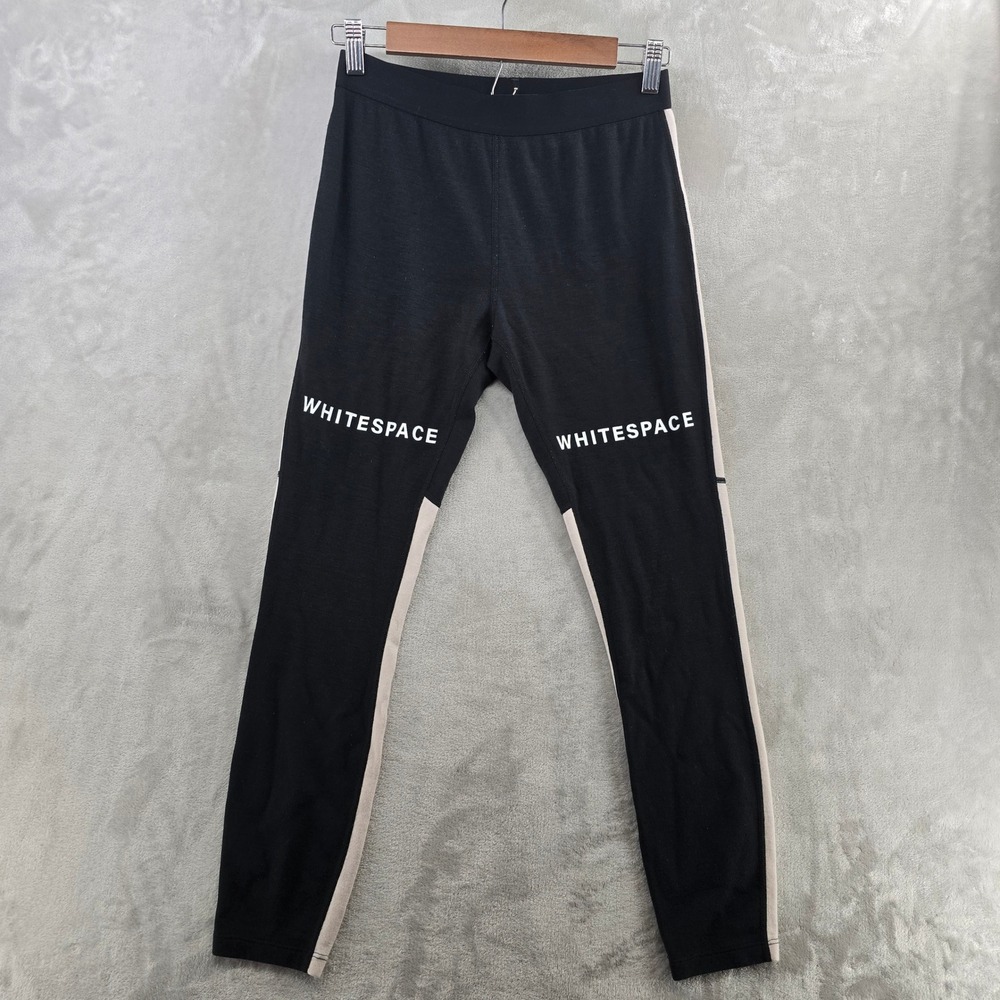 WHITESPACE Womens S Leggings Black Colorblock Logo Base Layer Pants